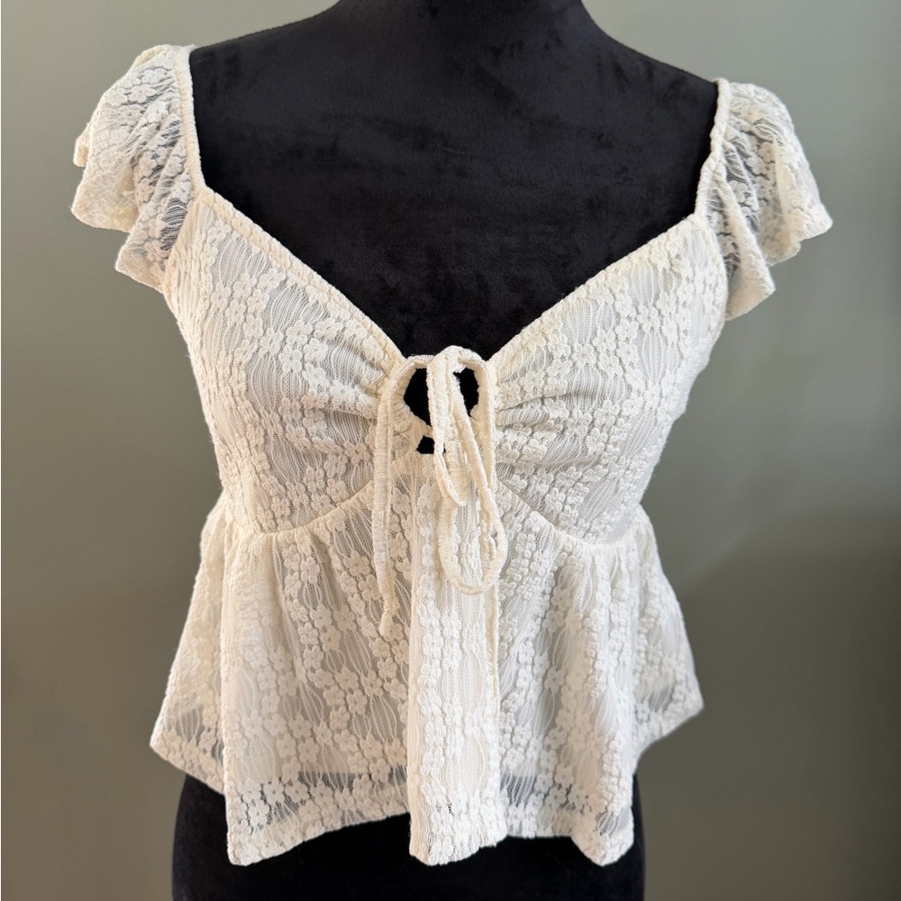 La Hearts Cream Lace Blouse